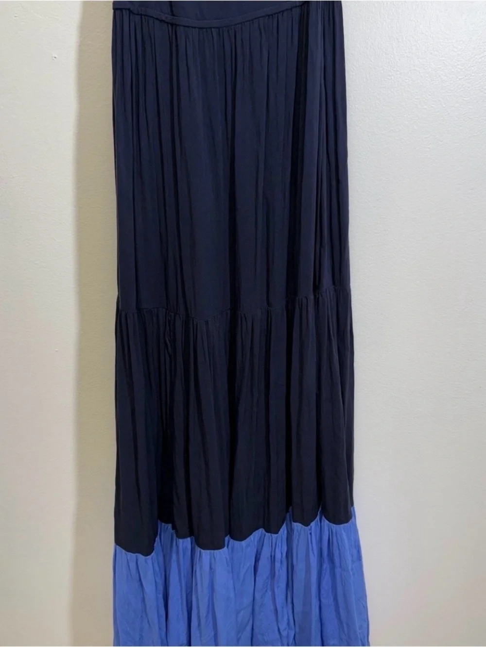 Gorgeous Kate tiered maxi dress in Navy + Tamarind/bright blue.